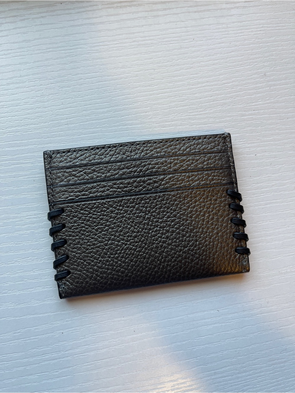Coach Black Pebbled Leather Card Case with Whipstitch Sides - Picture 2 of 3